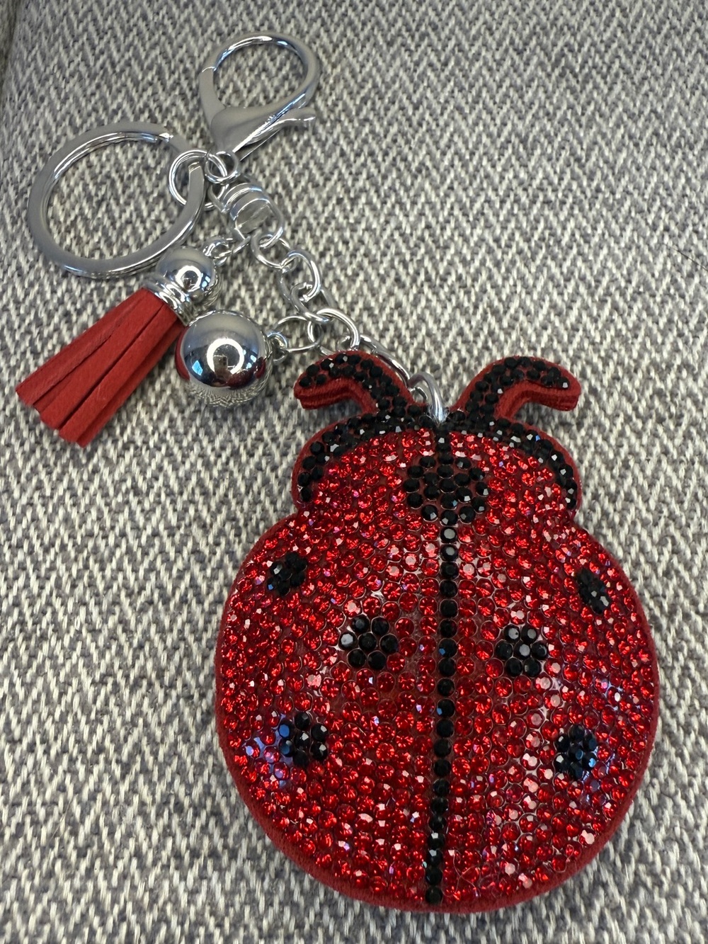 Red Ladybug Crystal Keychain Bag Charm - Picture 13 of 13